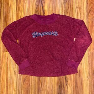 Harry Potter Maroon Fleece Crew Neck Sweatshirt Cropped Hogwarts